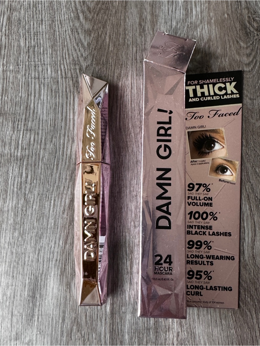 Too Faced 24 Hour Mascara For Shamelessly Thick And Curled Lashes Black 13ml NIB